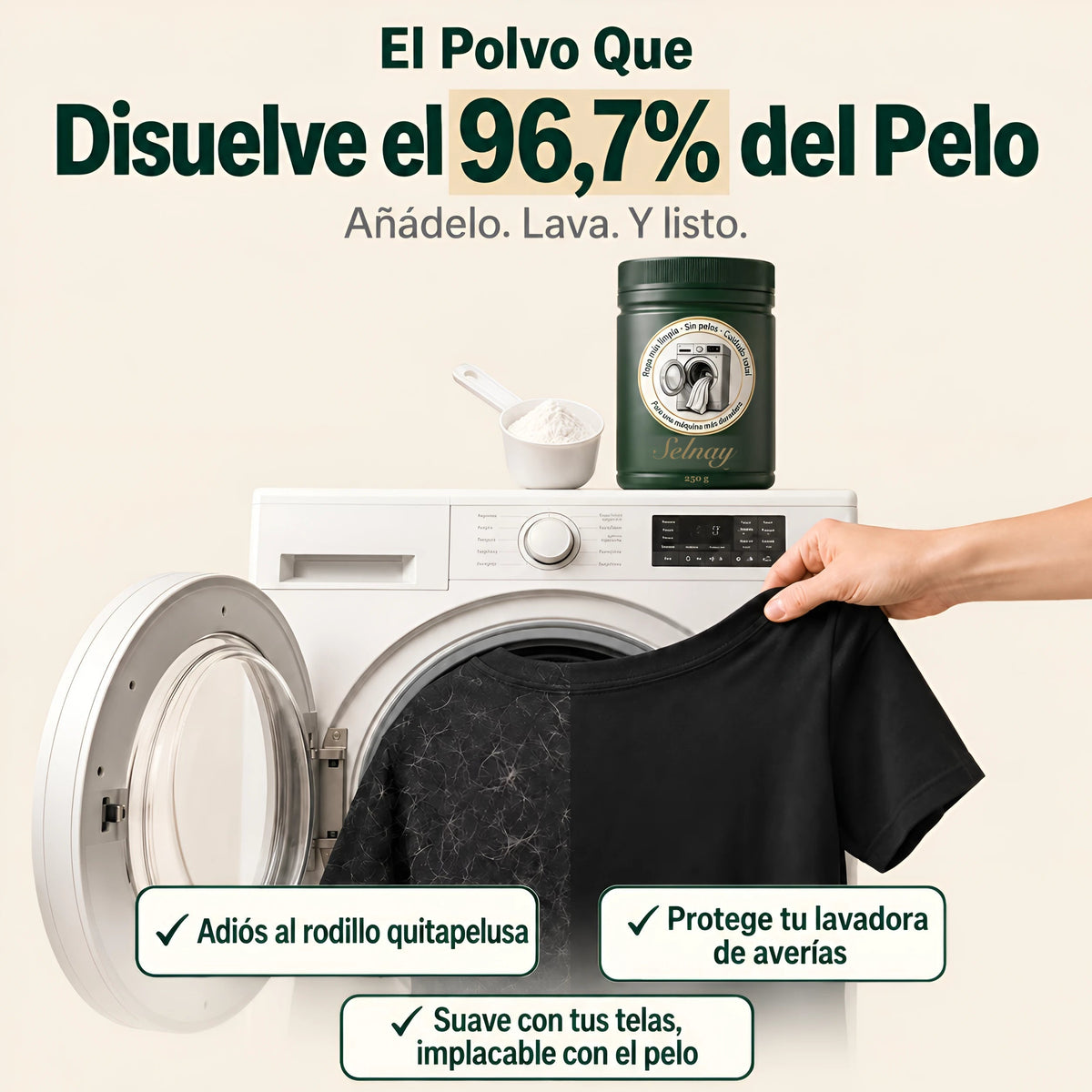 Bote de SELNAY, disolvente de pelo de mascotas para la lavadora