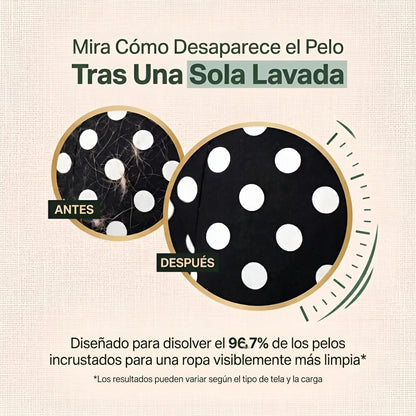 Ropa antes y después de lavar con SELNAY, sin pelo de mascota